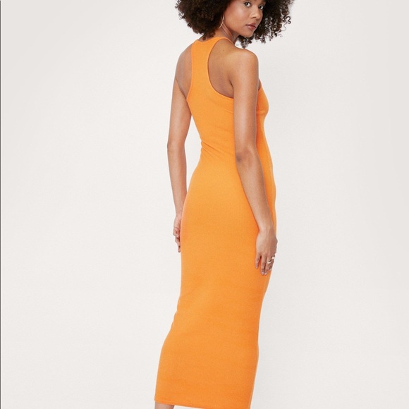 Nasty Gal Orange Halter Maxi Dress - Picture 3 of 10